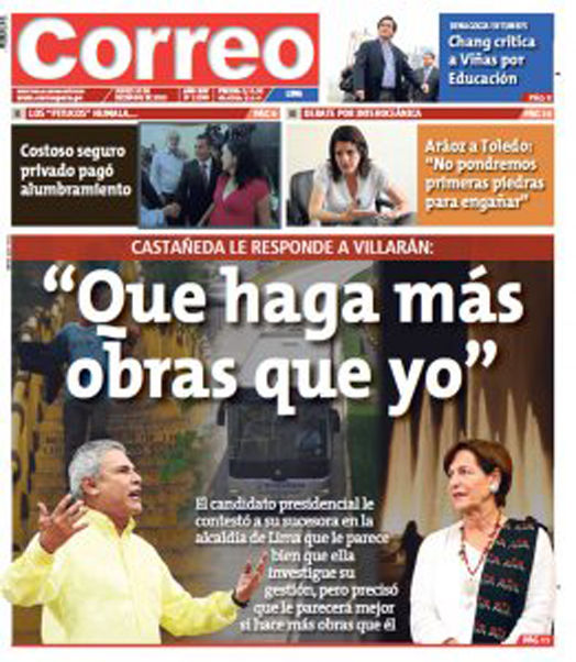 Portada de los diarios de Lima, 30 de diciembre de 2010