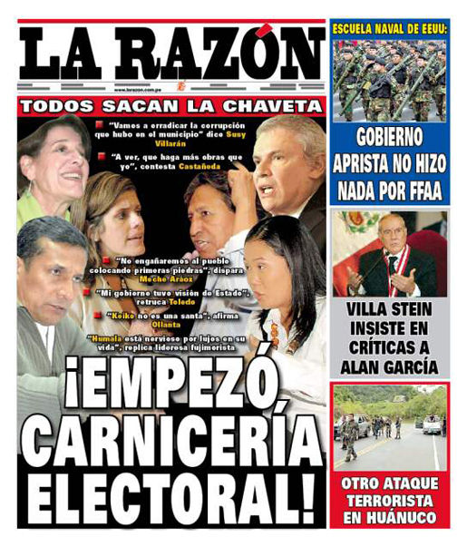 Portada de los diarios de Lima, 30 de diciembre de 2010