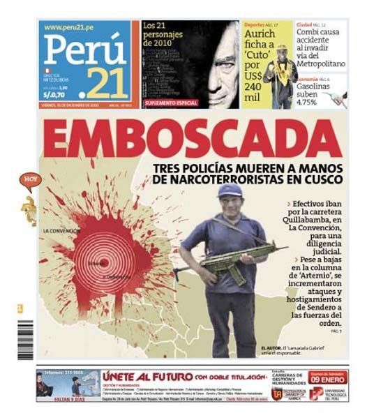 Portada de los diarios de Lima, 31 de diciembre de 2010