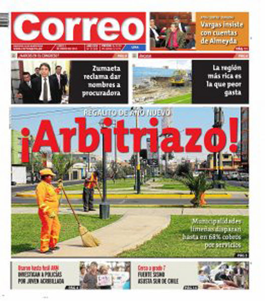 Portada de los diarios de Lima, 03 de enero de 2011