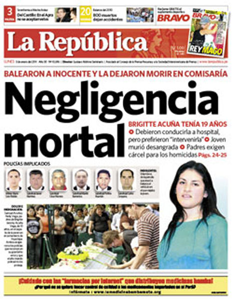 Portada de los diarios de Lima, 03 de enero de 2011