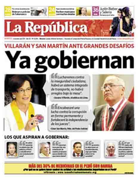 Portada de los diarios de Lima, 04 de enero de 2011