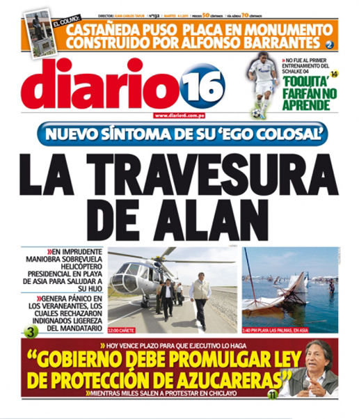 Portada de los diarios de Lima, 04 de enero de 2011