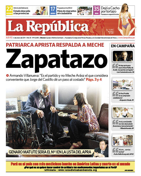 Portada de los diarios de Lima, 06 de enero de 2011