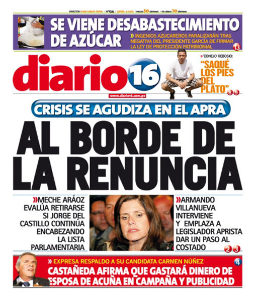 Portada de los diarios de Lima, 06 de enero de 2011