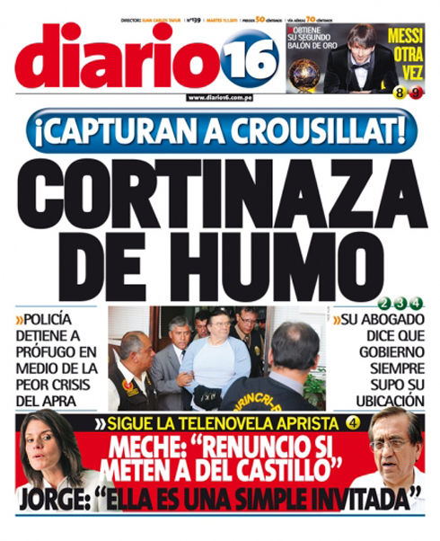 Portada de los diarios de Lima, 11 de enero de 2011