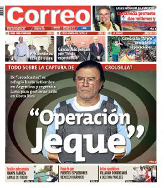 Portada de los diarios de Lima, 13 de enero de 2011