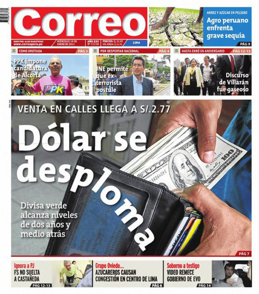 Portada de los diarios de Lima, 19 de enero de 2011