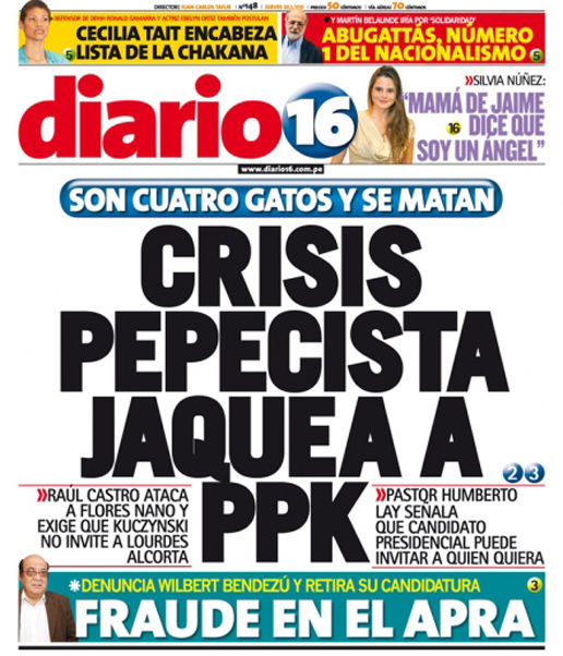 Portada de los diarios de Lima, 20 de enero de 2011