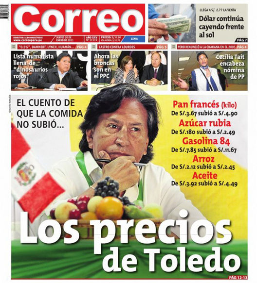 Portada de los diarios de Lima, 20 de enero de 2011