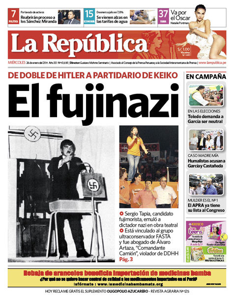 Portada de los diarios de Lima, 26 de enero de 2011