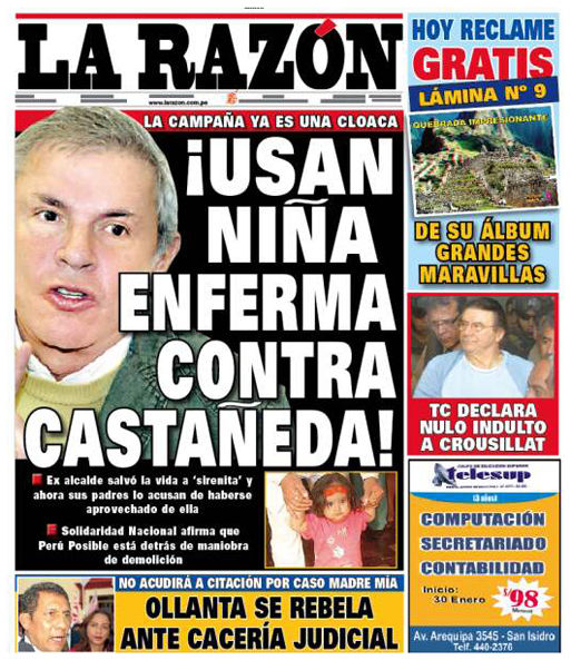 Portada de los diarios de Lima, 26 de enero de 2011