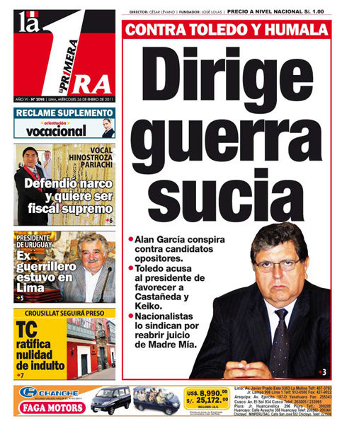 Portada de los diarios de Lima, 26 de enero de 2011