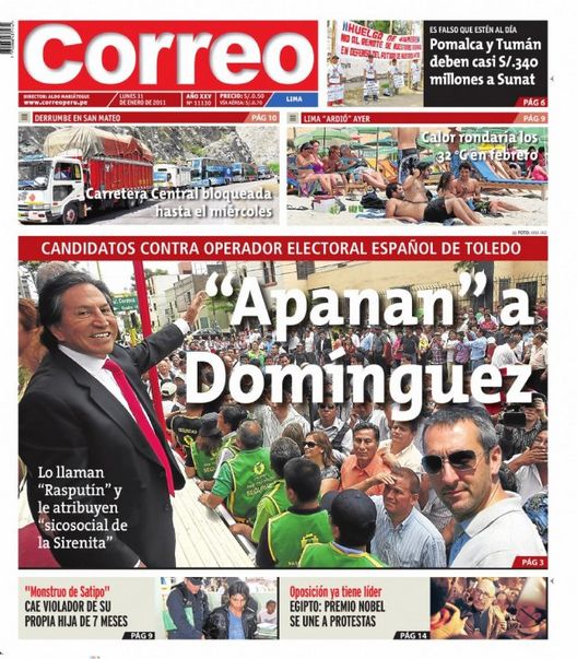 Portada de los diarios de Lima, 31 de enero de 2011