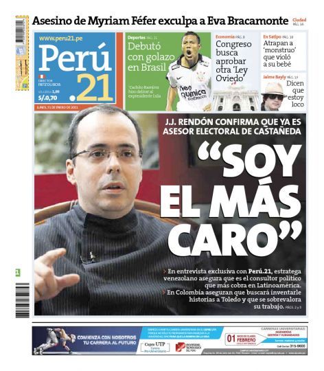 Portada de los diarios de Lima, 31 de enero de 2011