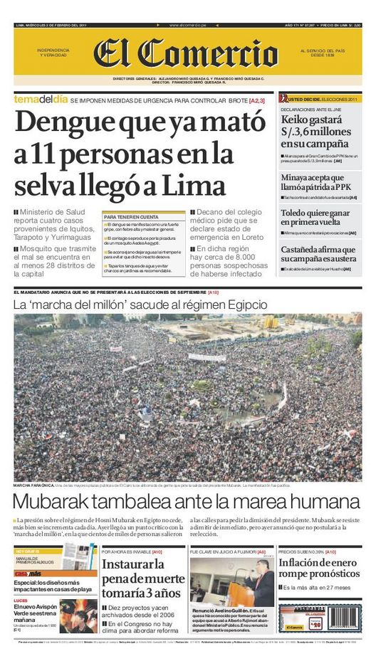 Portada de los diarios de Lima, 02 de febrero de 2011
