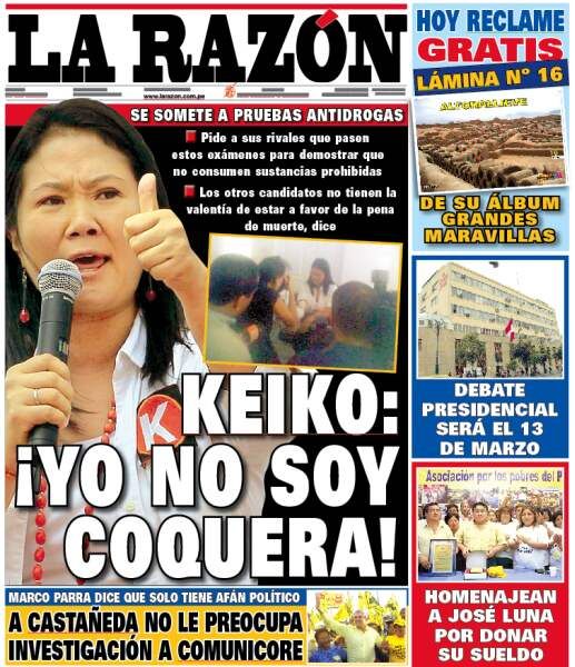 Portada de los diarios de Lima, 02 de febrero de 2011