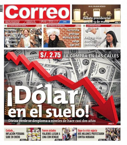 Portada de los diarios de Lima, 02 de febrero de 2011