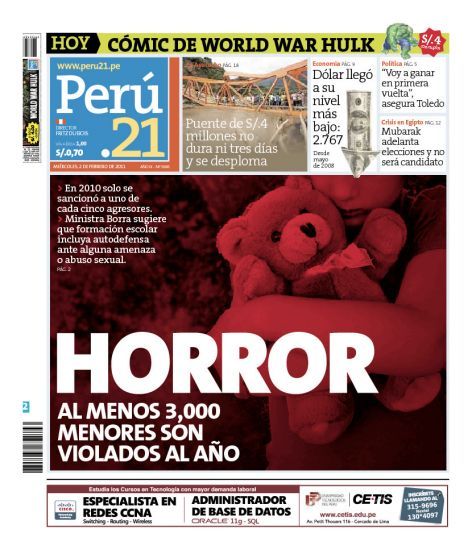 Portada de los diarios de Lima, 02 de febrero de 2011