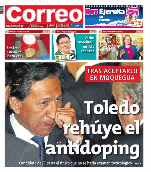 Portada de los diarios de Lima, 03 de febrero de 2011