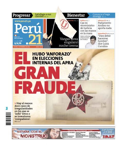 Portada de los diarios de Lima, 03 de febrero de 2011