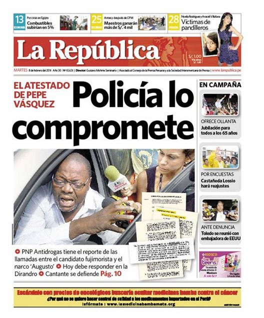 Portada de los diarios de Lima, 08 de febrero de 2011