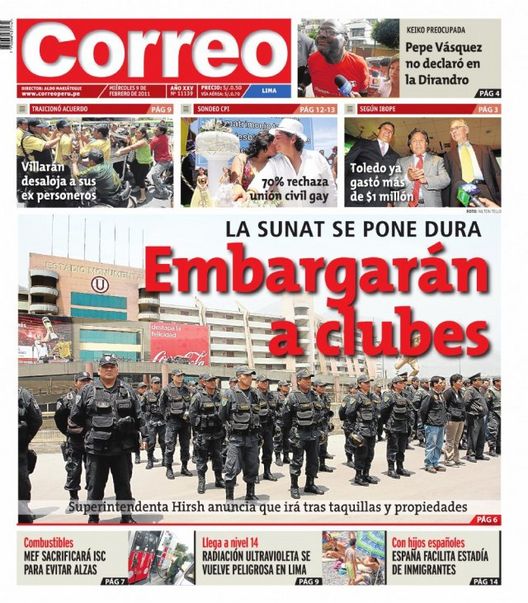 Portada de los diarios de Lima, 09 de febrero de 2011