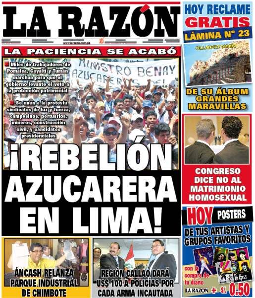 Portada de los diarios de Lima, 09 de febrero de 2011