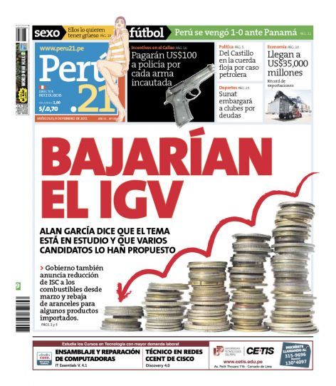 Portada de los diarios de Lima, 09 de febrero de 2011