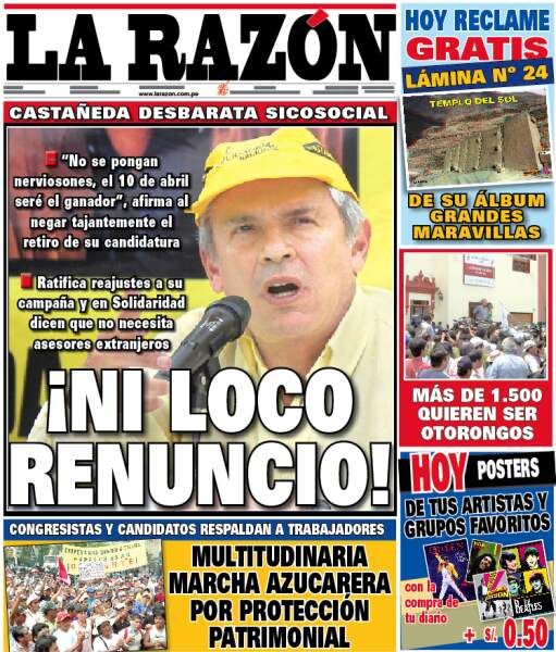 Portada de los diarios de Lima, 10 de febrero de 2011