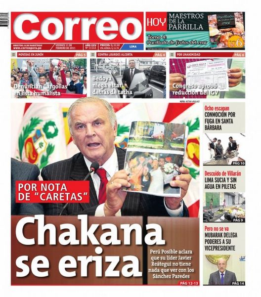 Portada de los diarios de Lima, 11 de febrero de 2011