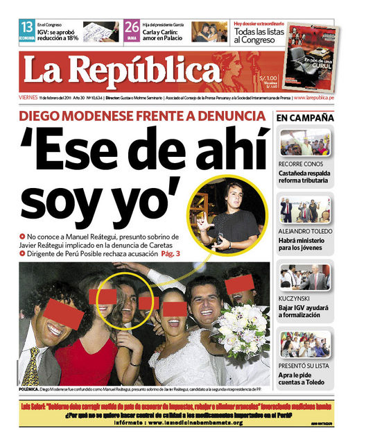 Portada de los diarios de Lima, 11 de febrero de 2011