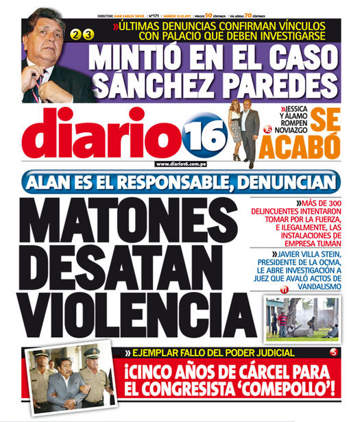 Portada de los diarios de Lima, 12 de febrero de 2011