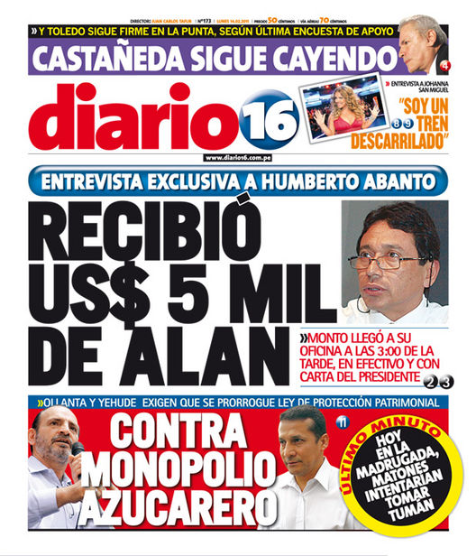 Portada de los diarios de Lima, 14 de febrero de 2011