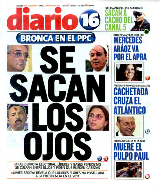 Portada de los diarios de Lima, 27 Octubre 2010