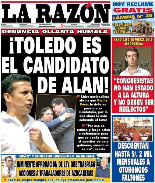 Portada de los diarios de Lima, 21 de febrero de 2011