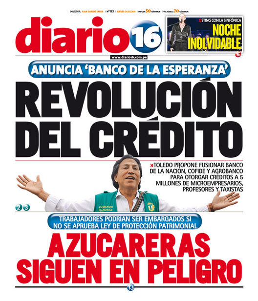 Portada de los diarios de Lima, 24 de febrero de 2011