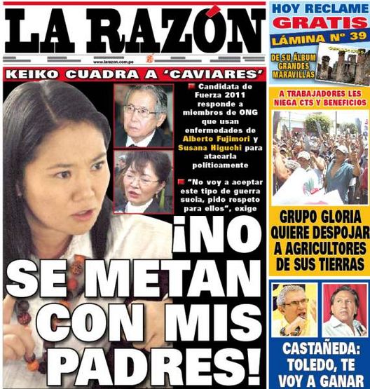 Portada de los diarios de Lima, 25 de febrero de 2011