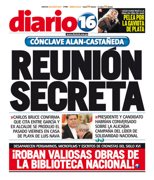 Portada de los diarios de Lima, 25 de febrero de 2011
