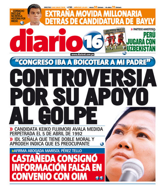 Portada de los diarios de Lima, 02 de Marzo de 2011