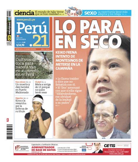Portada de los diarios de Lima, 02 de Marzo de 2011