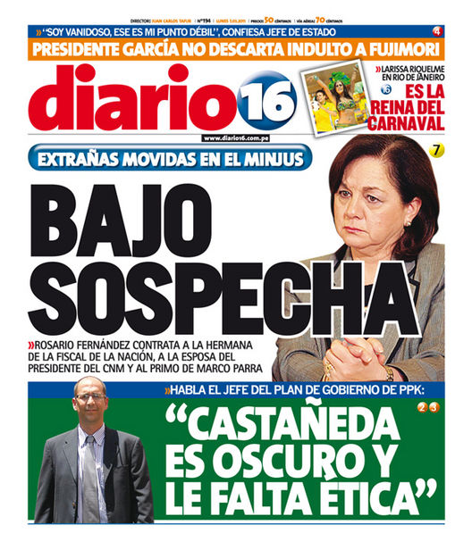 Portada de los diarios de Lima, 07 de Marzo de 2011