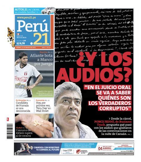 Portada de los diarios de Lima, 11 de Marzo de 2011
