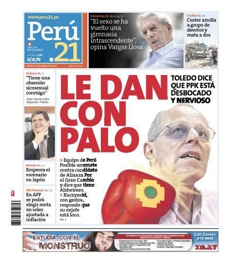 Portada de los diarios de Lima, 17 de Marzo de 2011