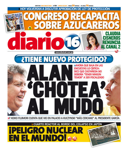 Portada de los diarios de Lima, 17 de Marzo de 2011