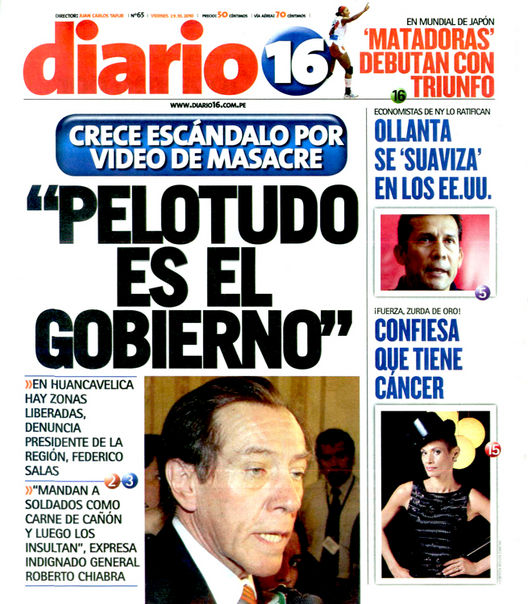 Portada de los diarios de Lima, 29 octubre 2010
