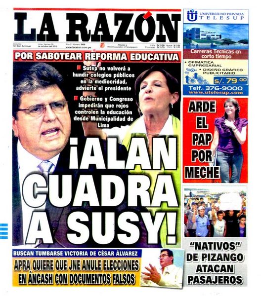 Portada de los diarios de Lima, 29 octubre 2010