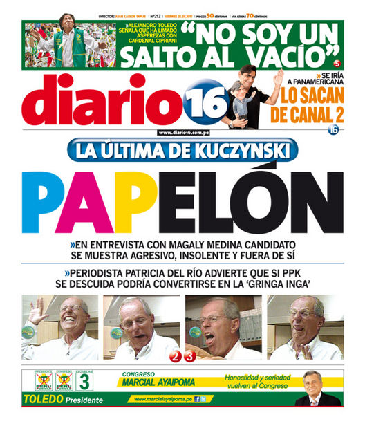 Portada de los diarios de Lima, 25 de Marzo de 2011
