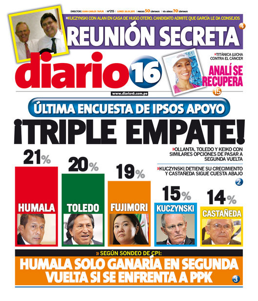 Portada de los diarios de Lima, 28 de Marzo de 2011
