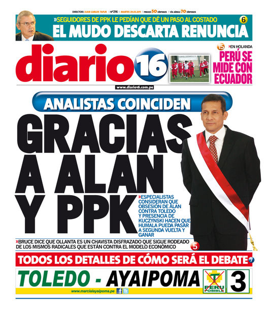 Portada de los diarios de Lima, 29 de Marzo de 2011